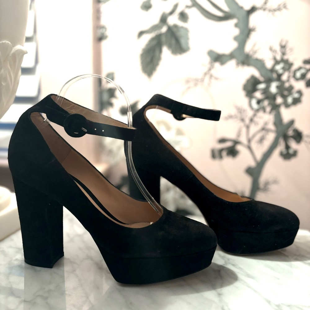 GIANVITO ROSSI BLACK SUEDE PLATFORM HEELS PUMPS SIZE 39.5 US SIZE 9.5